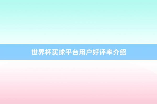 世界杯买球平台用户好评率介绍