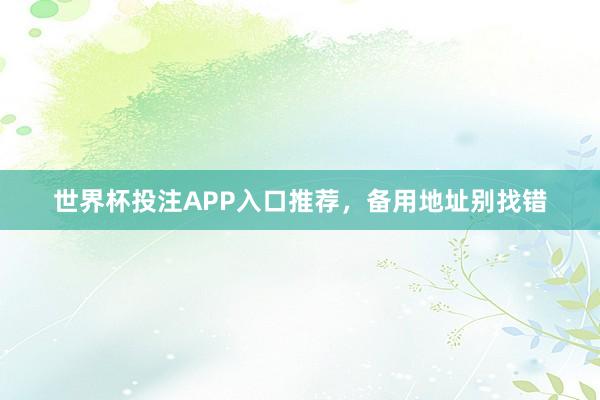 世界杯投注APP入口推荐，备用地址别找错